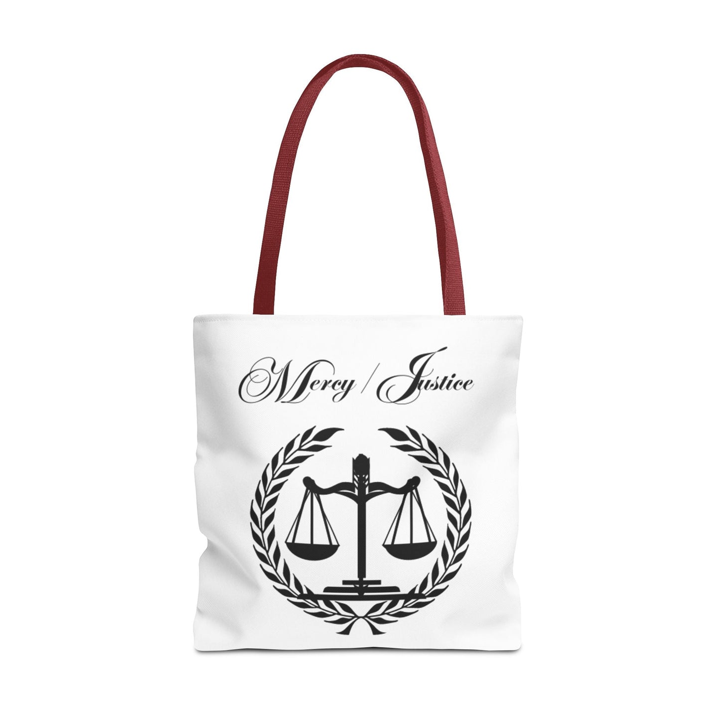 Mercy/Justice Tote Bag (AOP) - criminaljusticereformationalliancestore.com