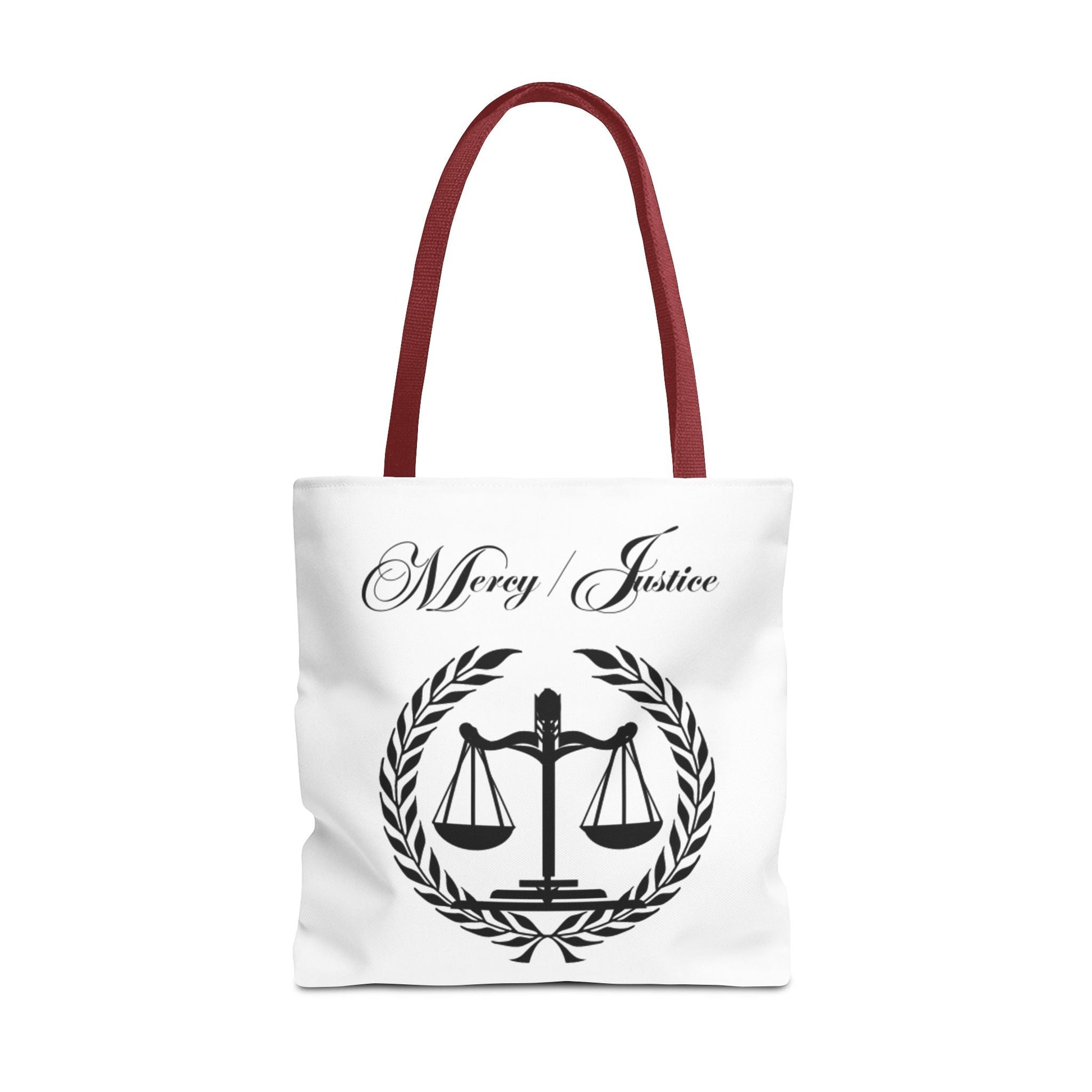 Mercy/Justice Tote Bag (AOP) - criminaljusticereformationalliancestore.com