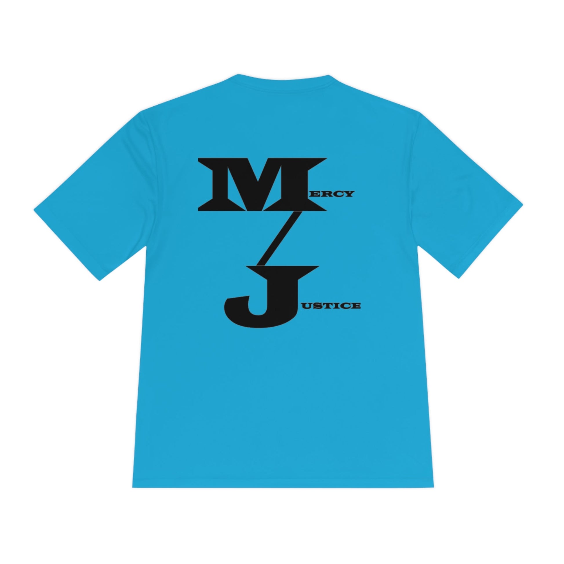 M/J GRAPHIC Mercy/Justice Black Letters Unisex Moisture Wicking Tee - criminaljusticereformationalliancestore.com