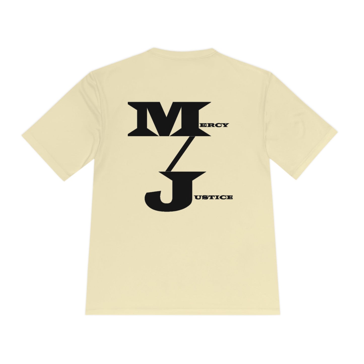 M/J GRAPHIC Mercy/Justice Black Letters Unisex Moisture Wicking Tee - criminaljusticereformationalliancestore.com