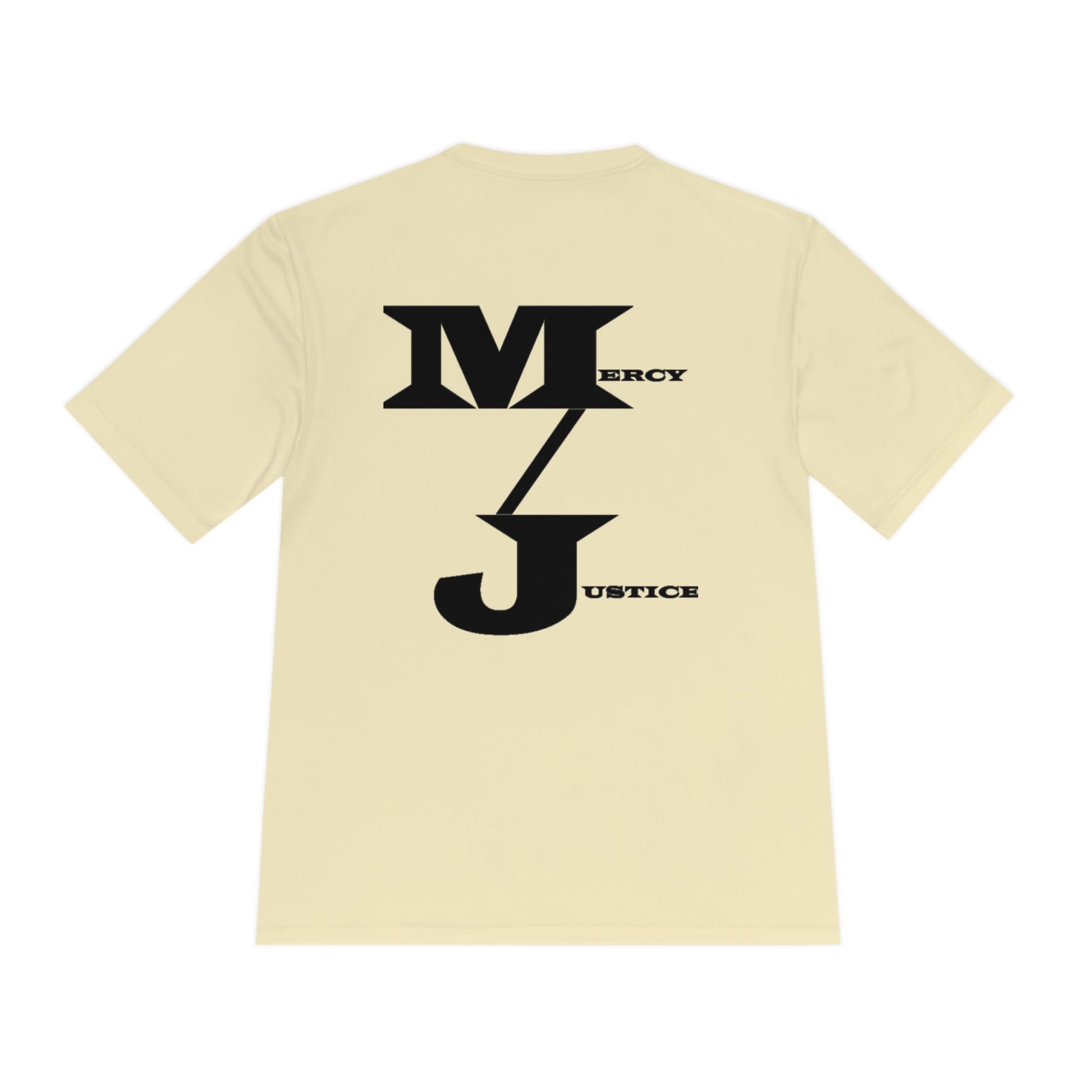 M/J GRAPHIC Mercy/Justice Black Letters Unisex Moisture Wicking Tee - criminaljusticereformationalliancestore.com